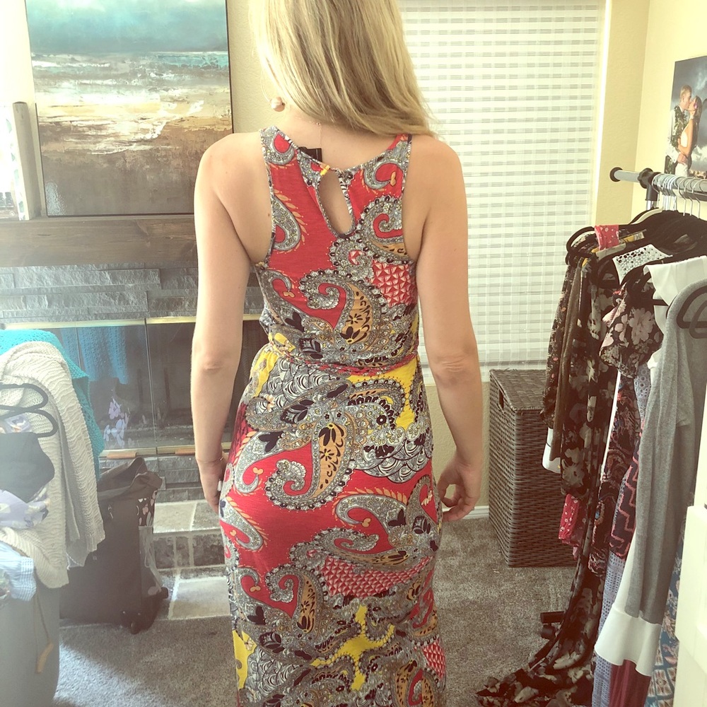 Lucky Brand Paisley Red Maxi Dress Size M